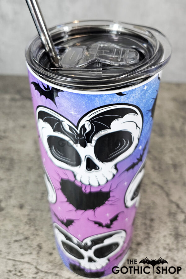 Skull Heart & Bats Gothic Skinny Tumbler