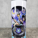 Purple Hair Witch in Cauldron Gothic Skinny Tumbler