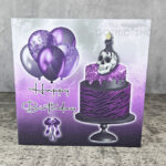 Skull Cake & Purple Balloons Birthday Goth Greetings Card