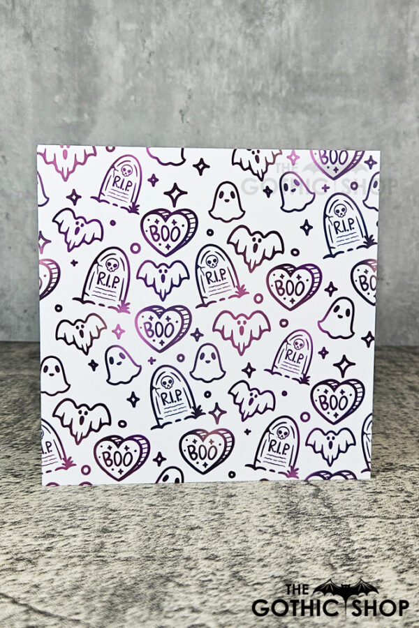 Boo Ghosts & Tombstones Goth Halloween Birthday Greetings Card