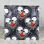 Skull Lovers Heart Grey Gothic Greetings Card