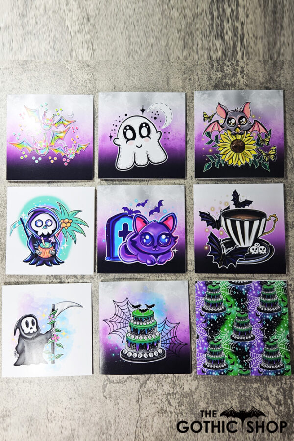 Gothic Greetings Cards including ghosts and bats.