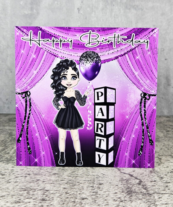 Goth Girl Black Dress Party Birthday Gothic Greetings Card