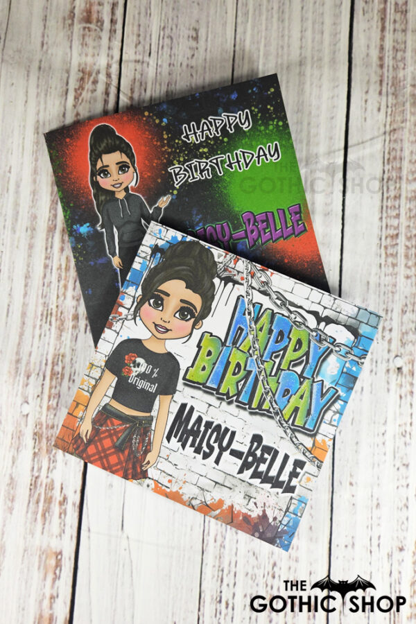 Personalised Punk Goth Girl Birthday Greetings Cards