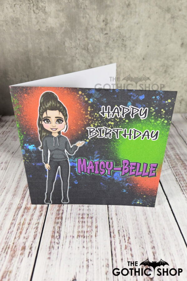 Goth Girl Black Hoodie Graffiti Birthday Gothic Greetings Card
