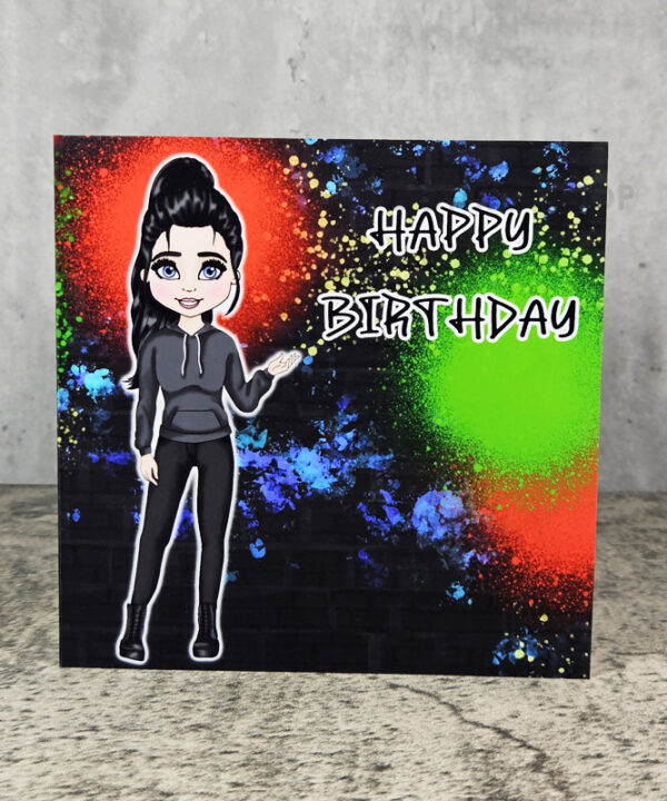 Goth Girl Black Hoodie Graffiti Birthday Gothic Greetings Card