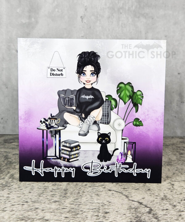 Do Not Disturb Goth Girl Reading Birthday Gothic Greetings Card