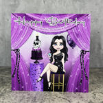 Lady in Little Black Sparkle Dress Purple Birthday Gothic Greetings Card