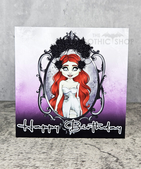 Til Death Zombie Bride Red Hair Cameo Birthday Gothic Greetings Card