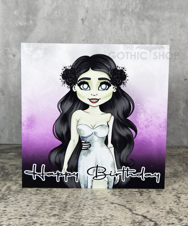 Til Death Zombie Bride Black Hair Birthday Gothic Greetings Card