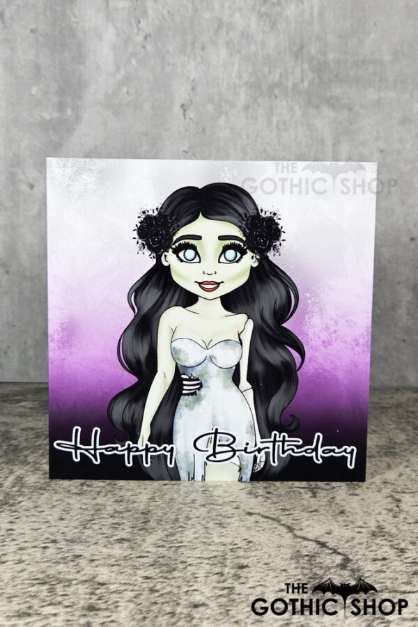 Til Death Zombie Bride Black Hair Birthday Gothic Greetings Card