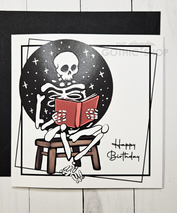Reading Skeleton Birthday Gothic Greetings Card