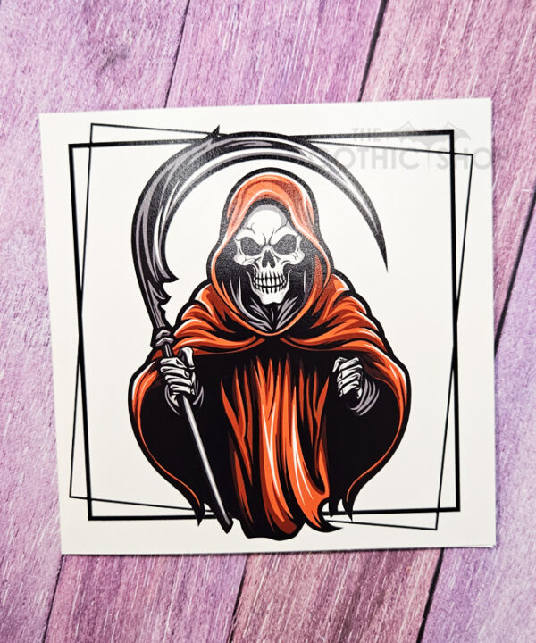 Grim Reaper in Red Halloween Gothic Greetings Card