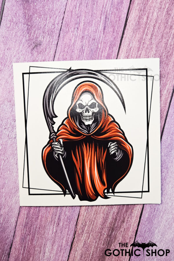 Grim Reaper in Red Halloween Gothic Greetings Card