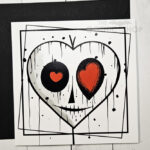 Spooky Heart Face Gothic Halloween Greetings Card