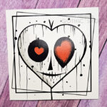 Spooky Heart Face Gothic Halloween Greetings Card