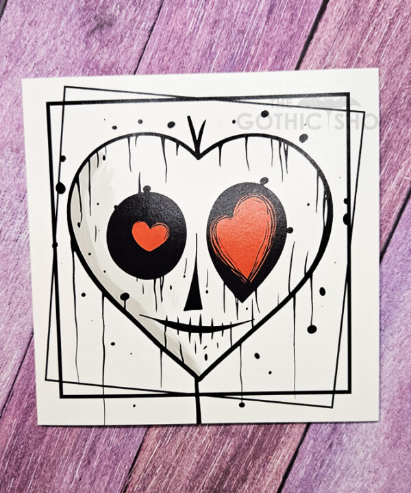 Spooky Heart Face Gothic Halloween Greetings Card