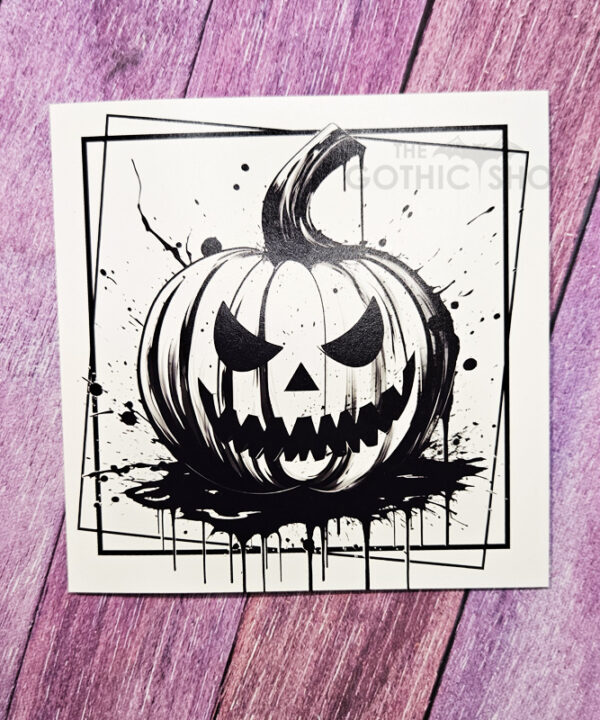 Black White Jack O' Lantern Pumpkin Halloween Gothic Greetings Card