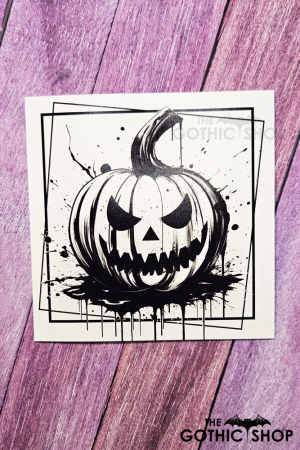 Black White Jack O' Lantern Pumpkin Halloween Gothic Greetings Card
