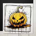Orange Jack O' Lantern Pumpkin Gothic Halloween Greetings Card