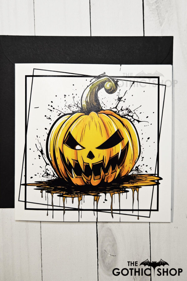 Orange Jack O' Lantern Pumpkin Gothic Halloween Greetings Card