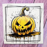 Orange Jack O' Lantern Pumpkin Gothic Halloween Greetings Card