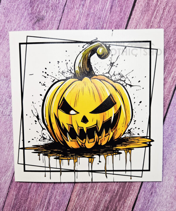 Orange Jack O' Lantern Pumpkin Gothic Halloween Greetings Card