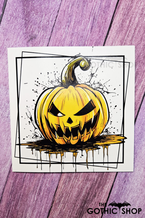 Orange Jack O' Lantern Pumpkin Gothic Halloween Greetings Card