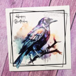 Watercolour Raven Birthday Gothic Greetings Card