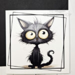 Wide Eyed Cat Gothic Greetings Card