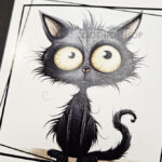 Wide Eyed Cat Gothic Greetings Card