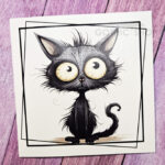 Wide Eyed Cat Gothic Greetings Card
