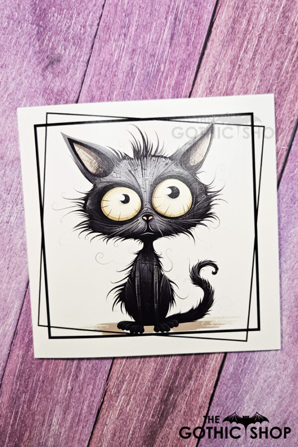 Wide Eyed Cat Gothic Greetings Card