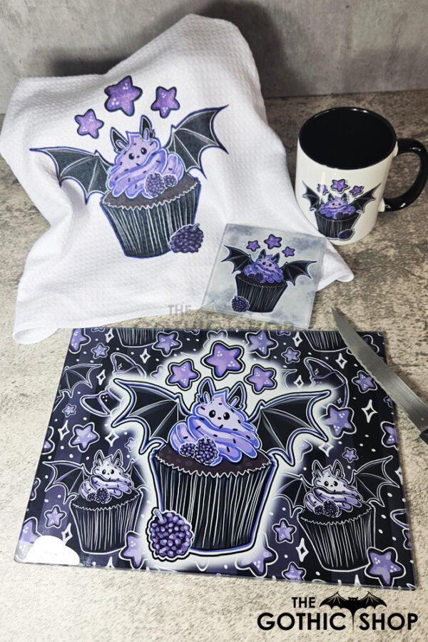 Purple Berry Bat Cupcake Gothic home decor