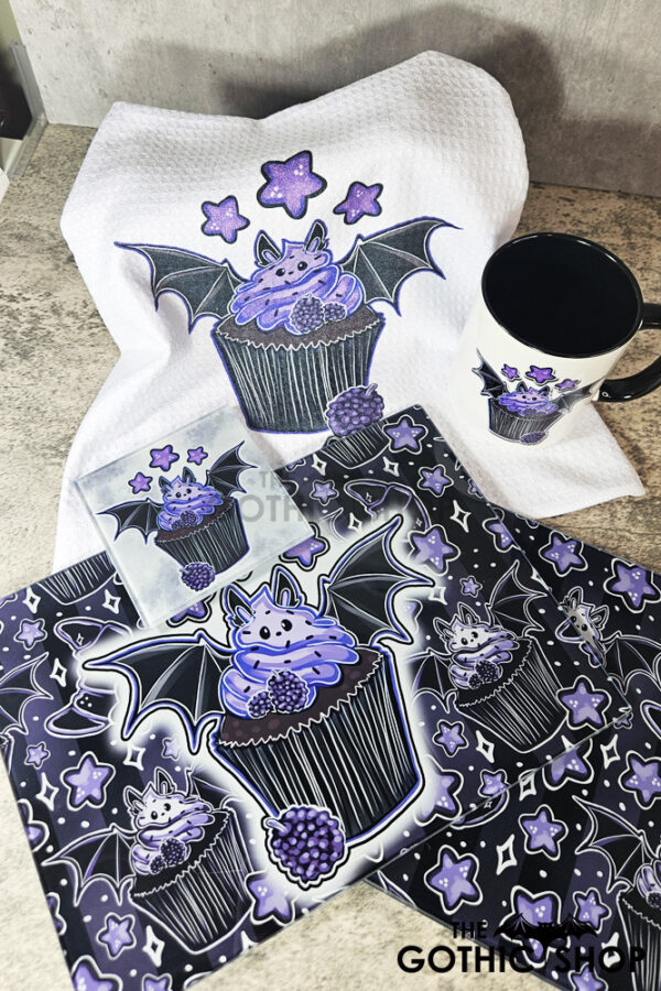 Purple Berry Bat Cupcake Gothic home decor
