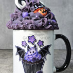 Purple Berry Bat Cupcake Gothic Ceramic Mug