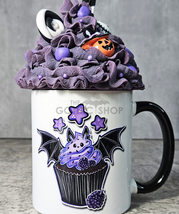Purple Berry Bat Cupcake Gothic Ceramic Mug