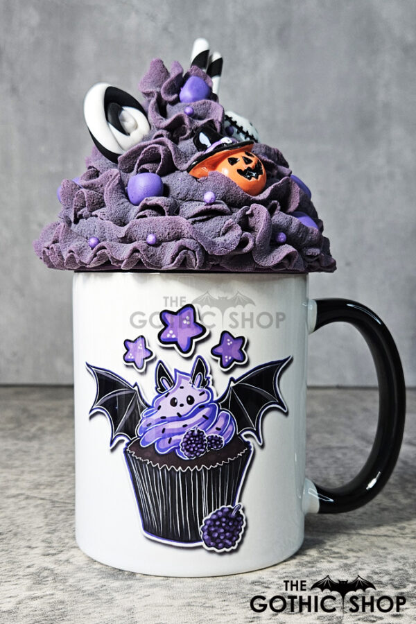 Purple Berry Bat Cupcake Gothic Ceramic Mug