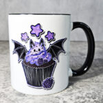 Purple Berry Bat Cupcake Gothic Ceramic Mug
