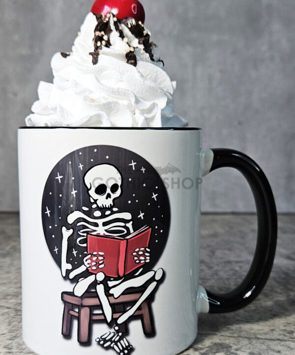 Skeleton Reading Gothic Ceramic Mug