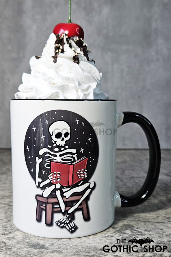 Skeleton Reading Gothic Ceramic Mug