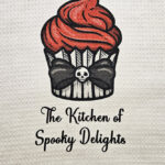 Red Cupcake Gothic Print Waffle Tea Towel