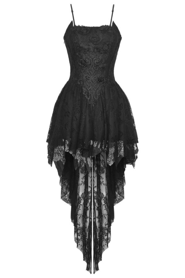 Dark in Love Hazel Black Rose Lace Dovetail Gothic Dress