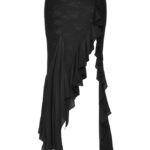 Dark in Love Hermione Asymmetrical Mermaid Ruffle Black Gothic Skirt