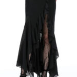 Dark in Love Hermione Asymmetrical Mermaid Ruffle Black Gothic Skirt