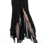 Dark in Love Hermione Asymmetrical Mermaid Ruffle Black Gothic Skirt