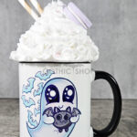 Snuggle Ghost with Baby Bat Gothic Ceramic Mug