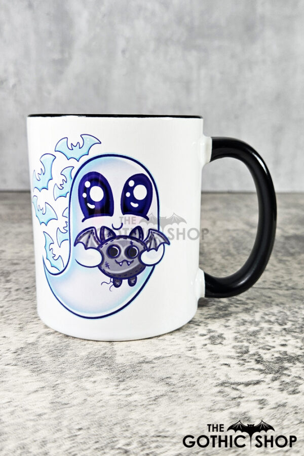 Snuggle Ghost with Baby Bat Gothic Ceramic Mug