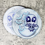 Snuggle Ghost with Baby Bat Round Glass Gothic Coaster