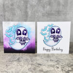 Snuggle Ghost with Baby Bat Gothic Greetings Cards